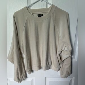 Wonderly Cream Slightly Cropped Velvet Sweatshirt Size  Large